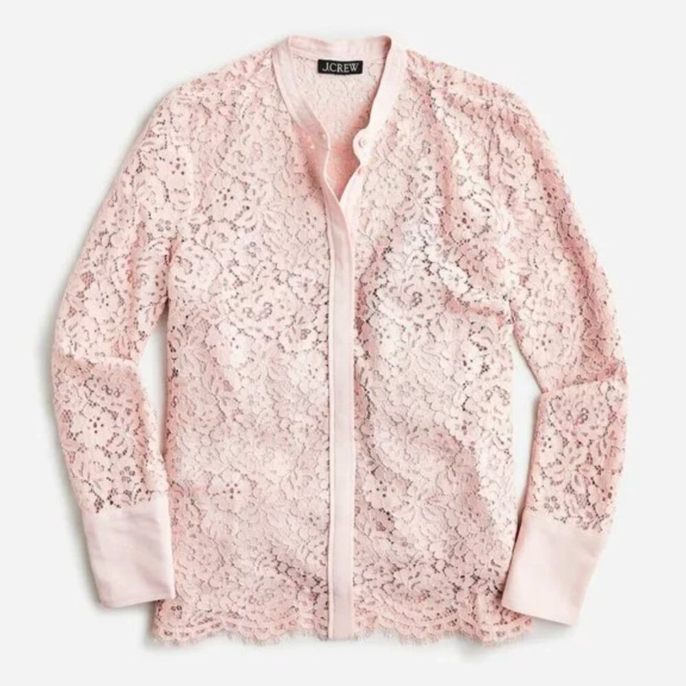 J.Crew Button-Up Lace Top in Mauve Blush (Size 18) - Picture 1 of 10